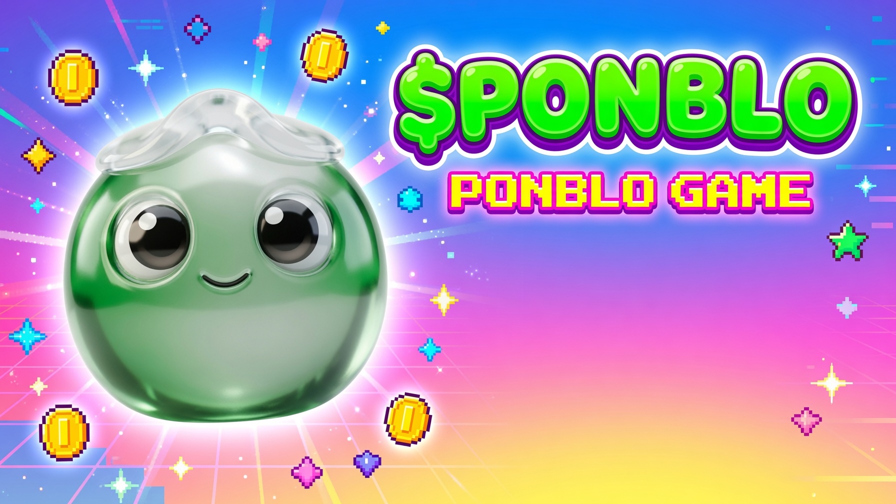 $PONBLO Ponblo Game banner with green chrome character